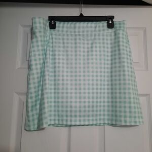 Bermuda Sands XL Mint Green White Checkered Pullon Pockets Skort